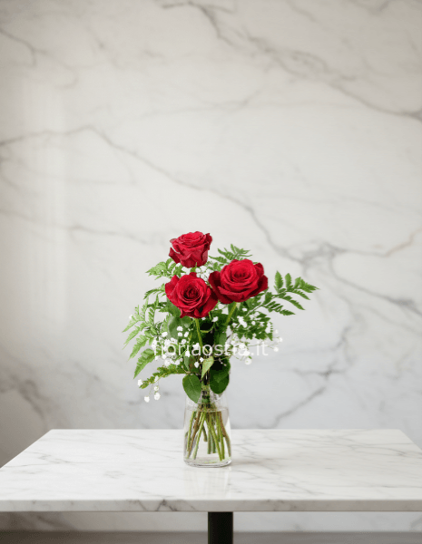 3 rose rosse 