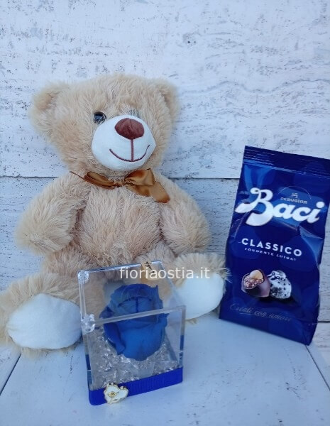 Rosa eterna +peluche +cioccolatini